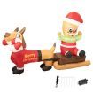 Santaco Christmas Inflatable 2.1M Xmas Outdoor Decor Garden LED Light Dog Sleigh