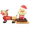 Santaco Christmas Inflatable 2.1M Xmas Outdoor Decor Garden LED Light Dog Sleigh