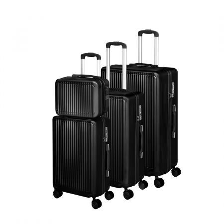 Luggage Suitcase Trolley Black 4pc 14"+20"+24"+28"