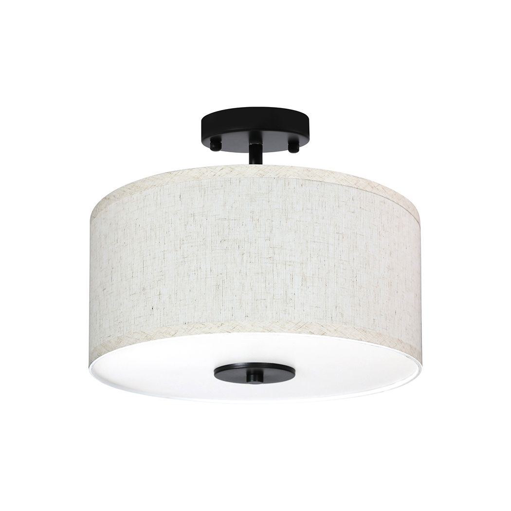 Emitto Led Ceiling Light 33cm Modern Bedroom Pendant Lights Linen Shade Flush