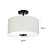 Emitto Led Ceiling Light 33cm Modern Bedroom Pendant Lights Linen Shade Flush