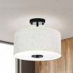 Emitto Led Ceiling Light 33cm Modern Bedroom Pendant Lights Linen Shade Flush