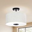 Emitto Led Ceiling Light 33cm Modern Bedroom Pendant Lights Linen Shade Flush