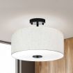 Emitto Ceiling Light Led Modern Pendant Lights Bedroom Lamp Linen Shade Flush