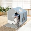 PaWz Fully Enclosed Cat Litter Box Mat Kitty Toilet Odour Control Basin Blue