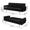 Levede Sofa Bed Convertible Velvet Lounge Recliner Couch Sleeper 3 Seater Black