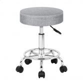 ALFORDSON Salon Stool Round Swivel Barber Hair Dress Chair Light Grey Fabric
