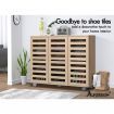 ALFORDSON Shoe Cabinet Organiser Storage Rack Drawer Shelf 30 pairs Oak