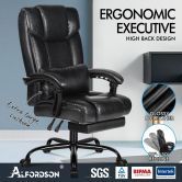 ALFORDSON Office Chair Executive Computer Gaming PU Leather Seat Recliner Black