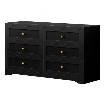 ALFORDSON 6 Chest of Drawers Hamptons Storage Cabinet Dresser Tallboy Black