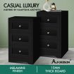 ALFORDSON Set of 2 Bedside Table Hamptons Storage Nightstand Side End Cabinet Black