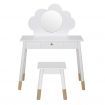 Keezi Kids Vanity Makeup Dressing Table Chair Set Wooden Mirror Drawer White