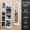 3 In 1 Rotating Jewellery Storage Shelf 360 Degree Cabinet Mirror Organiser Freestanding Box for Earring Necklace Ring White