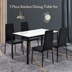 Marble Dining Table Set 4 Chairs Sintered Stone Large Glossy Desk Modern Restaurant Kitchen Bedroom Office Work White