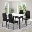 Marble Dining Table Set 4 Chairs Sintered Stone Large Glossy Desk Modern Restaurant Kitchen Bedroom Office Work White