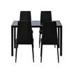 Marble Dining Table Set 4 Chairs Sintered Stone Large Glossy Desk Modern Restaurant Kitchen Bedroom Office Work Black
