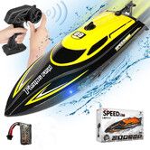 RC Boat, 2.4G Remote Control Boat Toy for Pools and Lakes for Adults and Kid Age 5+ Yellow