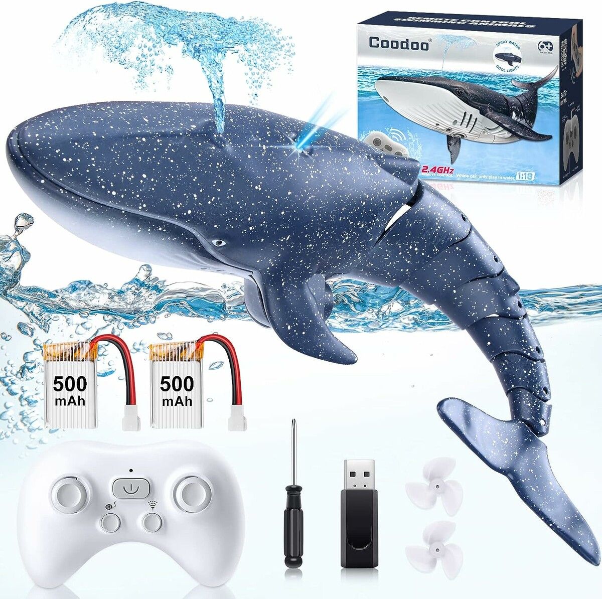 Pool Toys Remote Control Whale Shark Toys Outdoor RC Boat Water Toys for Kids Age 8 to 12