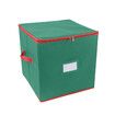 64 slots Christmas Ornament Storage Box with Adjustable Dividers, Oxford Holiday Ornament Storage Container Zipper 33x33x33cm Green