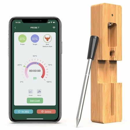 Wireless Meat Thermometer, 450ft Meat Thermometer Digital, Smart APP  Control