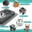 Elevated Dog Bowls with Mat 15 Degree Tilted Adjustable Raised Stand with 1 Slow Feeder Dog Bowl & 2 Stainless Steel Dog Bowls for Dogs