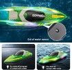 RC Boat for Kids 8-12,  Fast Remote Control Boat with LED Lights, 2.4G RC Electric Boats Pool and Lakes Toys for Adults (Transparent Green)