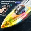 RC Boat for Kids 8-12,  Fast Remote Control Boat with LED Lights, 2.4G RC Electric Boats Pool and Lakes Toys for Adults (Transparent Orange)