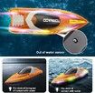 RC Boat for Kids 8-12,  Fast Remote Control Boat with LED Lights, 2.4G RC Electric Boats Pool and Lakes Toys for Adults (Transparent Orange)