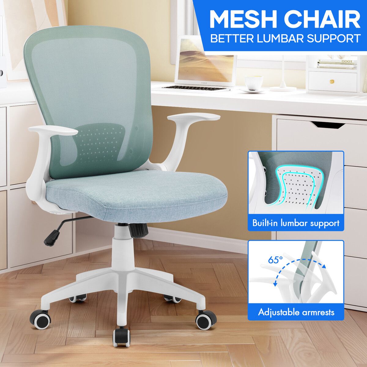 Mesh Office Chair Mid Back Gaming Armchair Work Study Desk Computer ...