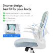 Mesh Office Chair Mid Back Gaming Armchair Work Study Desk Computer Seat Ergonomic Home Executive Task Swivel Tilt Lumbar Support Armrest