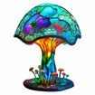 Stained Glass Plant Series Table Lamp, Painting Glass Mushroom Table Lamp Vintage Desk Lamps Decorative Bedside Lamp for Bedroom Living Room Home Office Decor