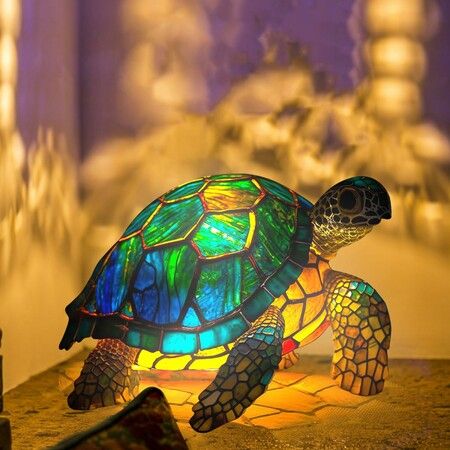 Turtle stained deals glass lamp