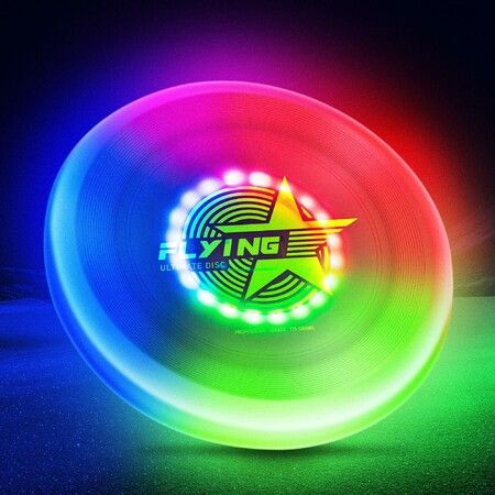 Glow in The Dark LED Flying Disc - 7 Dynamic Modes, 7 Colors, IP65 Waterproof, Perfect Birthday & Camping Gift  - Outdoor Games & Cool Toys