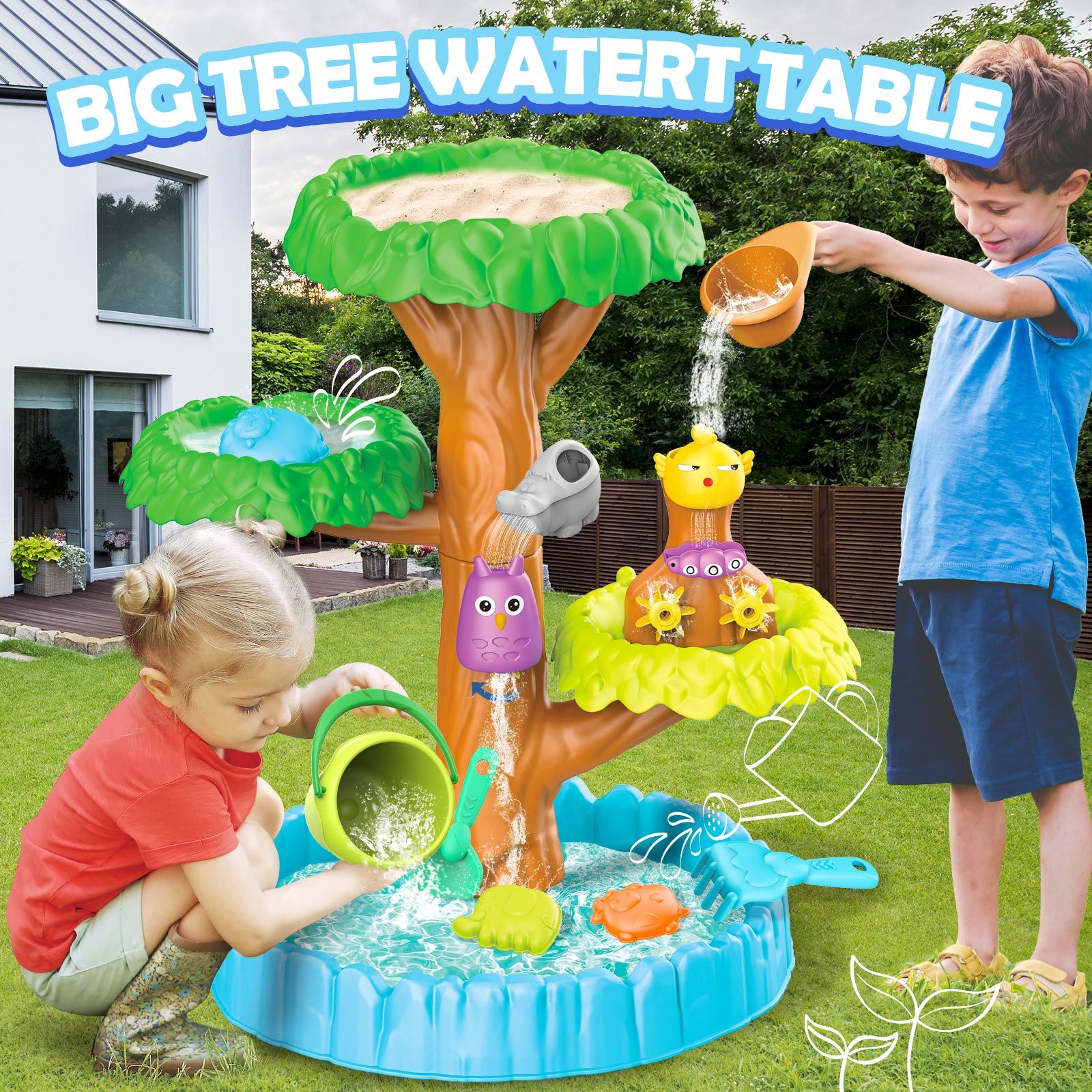 Kids Tree Water Table Sand Play Toy Set Beach Activity Summer