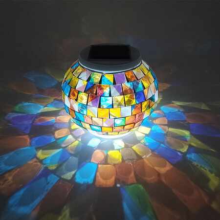 Mosaic Glass，Color Changing Solar Powered Glass Ball Garden Lights, Table Lights Waterproof Led Night Light for Outdoor/Indoor Decorations, Ideal Gift