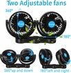 Car Fan 4 Inches Car Clip Fan, Adjustable Dual Head 12v Fan for Front or Rear Seat Passenger for Car Vehicle SUV, RV