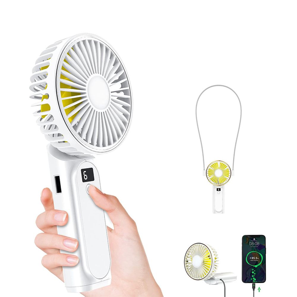 Portable Handheld Fan, Neck Fan, USB Rechargeable Foldable Fan, Quiet Personal Fan