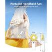 Portable Handheld Fan, Neck Fan, USB Rechargeable Foldable Fan, Quiet Personal Fan