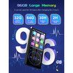 96GB MP3 Player with Bluetooth 5.0: Portable Lossless Sound Music Player with HD Speaker,2.4" Screen Voice Recorder,FM Radio,Touch Buttons,Support up to 64GB for Sport,Earphones Included