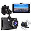 Driving recorder, 170° wide angle, supports loop recording, gravity sensor, parking lot monitoring 4-inch touch screen and full HD dual instrument camera 1080P HD night vision car DVR