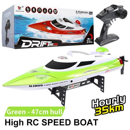 RC Speed,Boat Toy Gift, HJ806 2.4Ghz 200m Long Distance Remote Control Boat for Pool and Lakes, Distance Indicator, Auto Flip Function (Green)