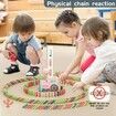 Kids Games Domino Train Toys: 180PCS Automatic Stacking Creative Game 3+ Year Old - Stem Montessori Toy for Boys Age3+ Summer Autistic Christmas Birthday Gifts 5 6 Toddler Girls Ages 3+ (Pink)