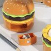 Small Desk Lamp Hamburger Cute Night Light, Foldable Rechargeable Kids Table Lights Novelty Reading Lamps with Pencil Sharpener Gift for Kids