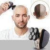 Electric Head Hair Shaver Mens Cordless Rechargeable Wet/Dry Head Waterproof Razor with Rotary Blades, Clippers, Nose Trimmer, Brush, Massager