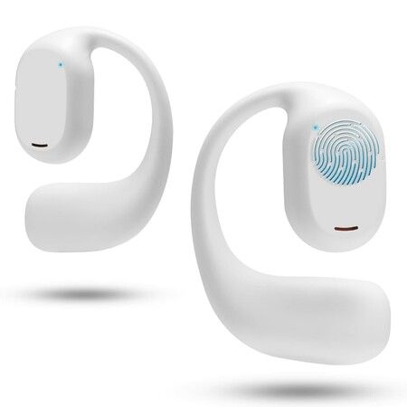 Open Ear Headphones,Air Conduction Headphones Bluetooth 5.3 Touch Control Wireless Earbuds,Up to 16 Hours Playtime Earphones with Dual 16.2mm Dynamic Drivers Deep Bass (White)