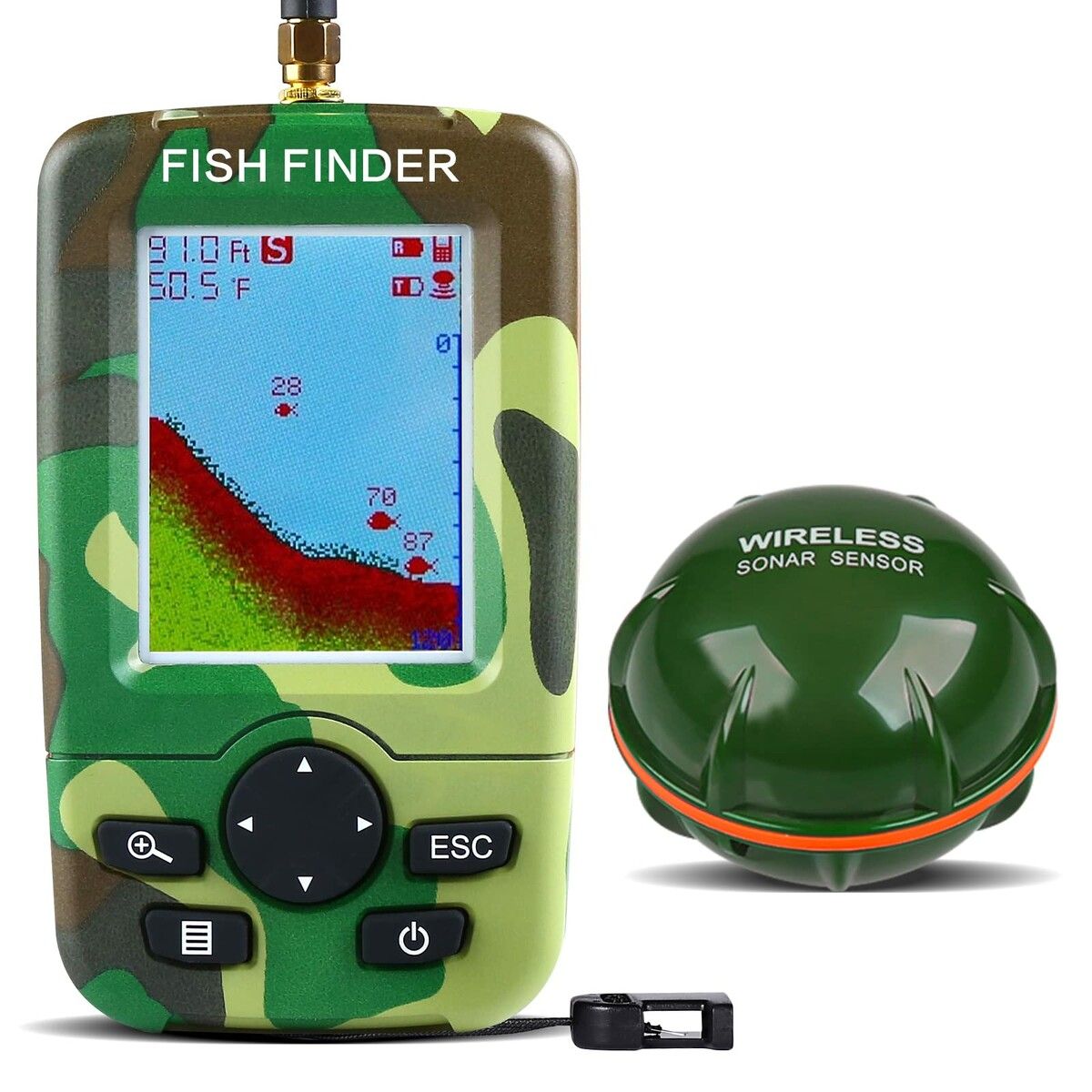 Fishing Fish Finders Alarm Portable Echo Sounder Wireless Fish Finder LCD Sonar Sensor  Depth Locator Alarm  with Sonar Sensor for Lake Sea Angling