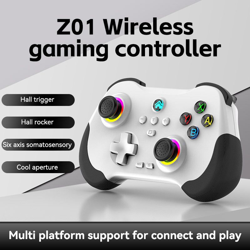 Wireless Game Controller for PC/iOS/Android/Switch, Remote Gamepad with Joystick Adjustable Turbo Vibration Supports Multi-Platform&App- White