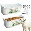 2 Pack Chicken Feeder Box Feed Trough and Waterer Bucket with Clips for Goat Duck Turkey Sheeple Pig Horse Chicken Deer Goose, Goat Feeder Supplies Color White