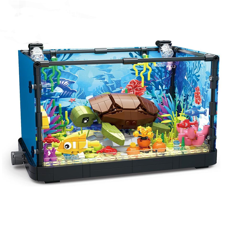 Turtle Fish Tank Building Block Kit, Lighting Aquarium Building Sets for Adults and Kids Age 8 to 12 (753Pcs)