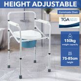 Commode Shower Chair 3 In 1 Toilet Seat Wheelchair Bathroom Bedside Adjustable Seating Folding With Arms